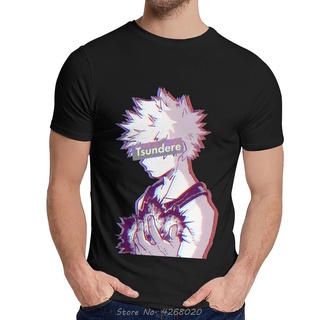 T-shirt  เสื้อยืดคอกลม ผ้าฝ้าย พิมพ์ลายอนิเมะ Tsundere Bakugo Boku No Hero Academia สไตล์ฮิปฮอป คลาสสิก สําหรับผู้ชายS-5