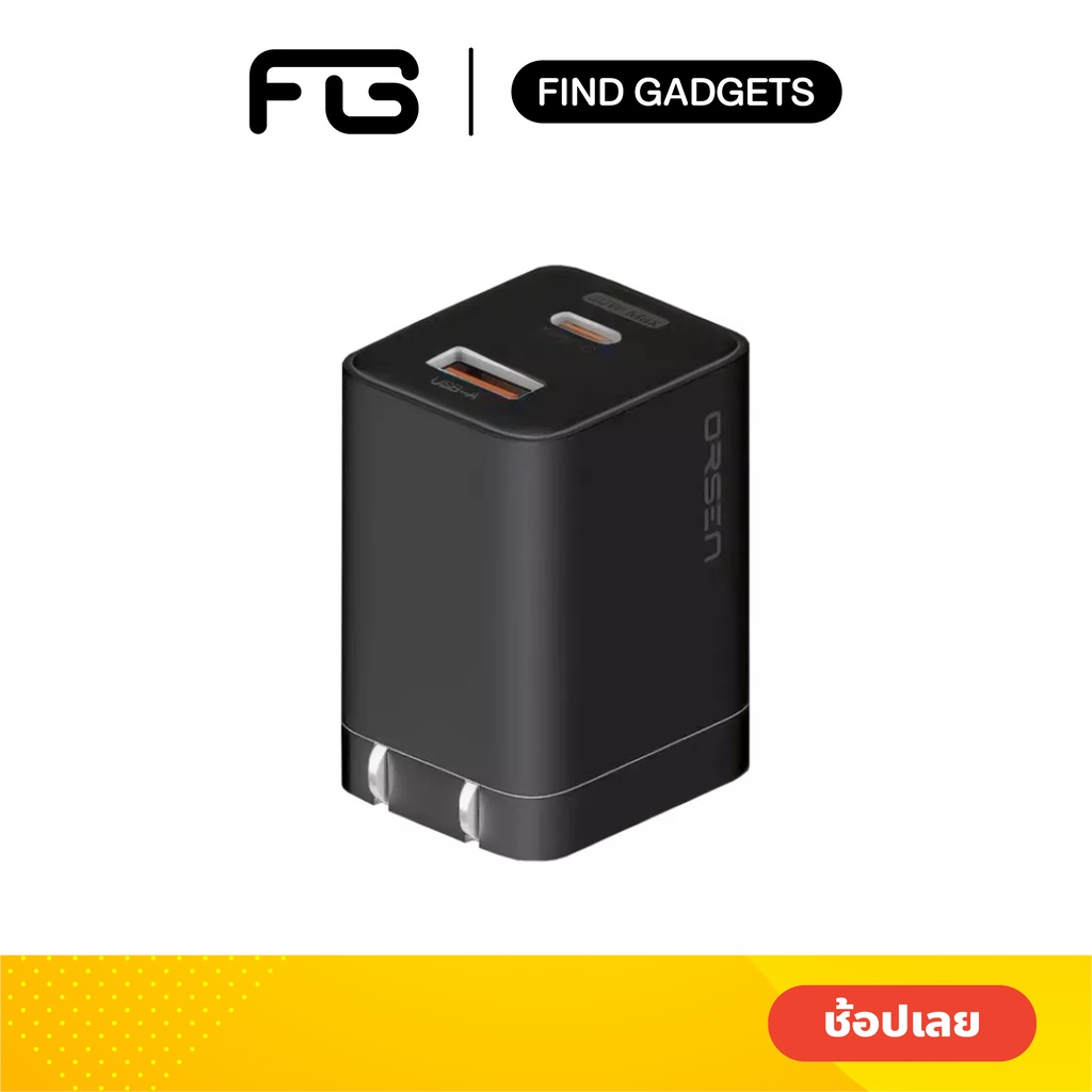 Eloop Orsen C10 หัวชาร์จเร็ว 2 พอร์ต Type-C & USB-A 30W PD3.0 Adapter สำหรับ โทรศัพท์มือถือ แท็บเล็ต