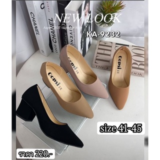 👠 size 41-45 รองเท้าส้นสูง คัชชูหนังนูบัค ส้น 2 นิ้ว