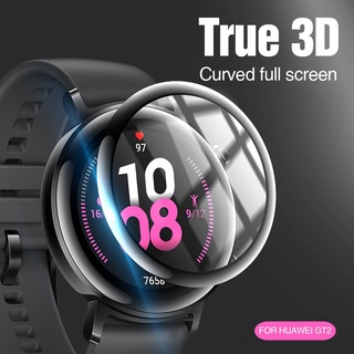 ฟิล์มกระจกนิรภัยกันรอยหน้าจอ 3D แบบโค้ง ยืดหยุ่น สําหรับ Huawei Watch 3 Pro Fit Mini GT2E GT2 GT3 Pro 42 มม. 46 มม.