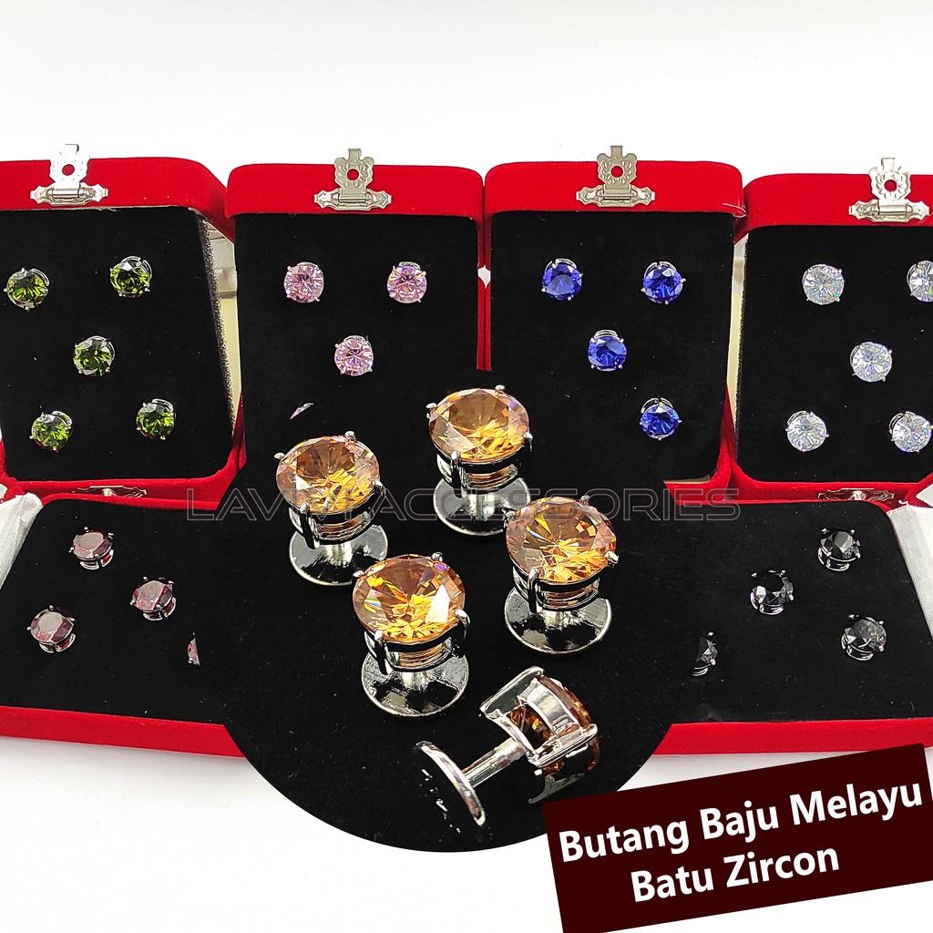 [10 มม. 9 มม. และ 8 มม.] Butang Baju Melayu Zircon Stone