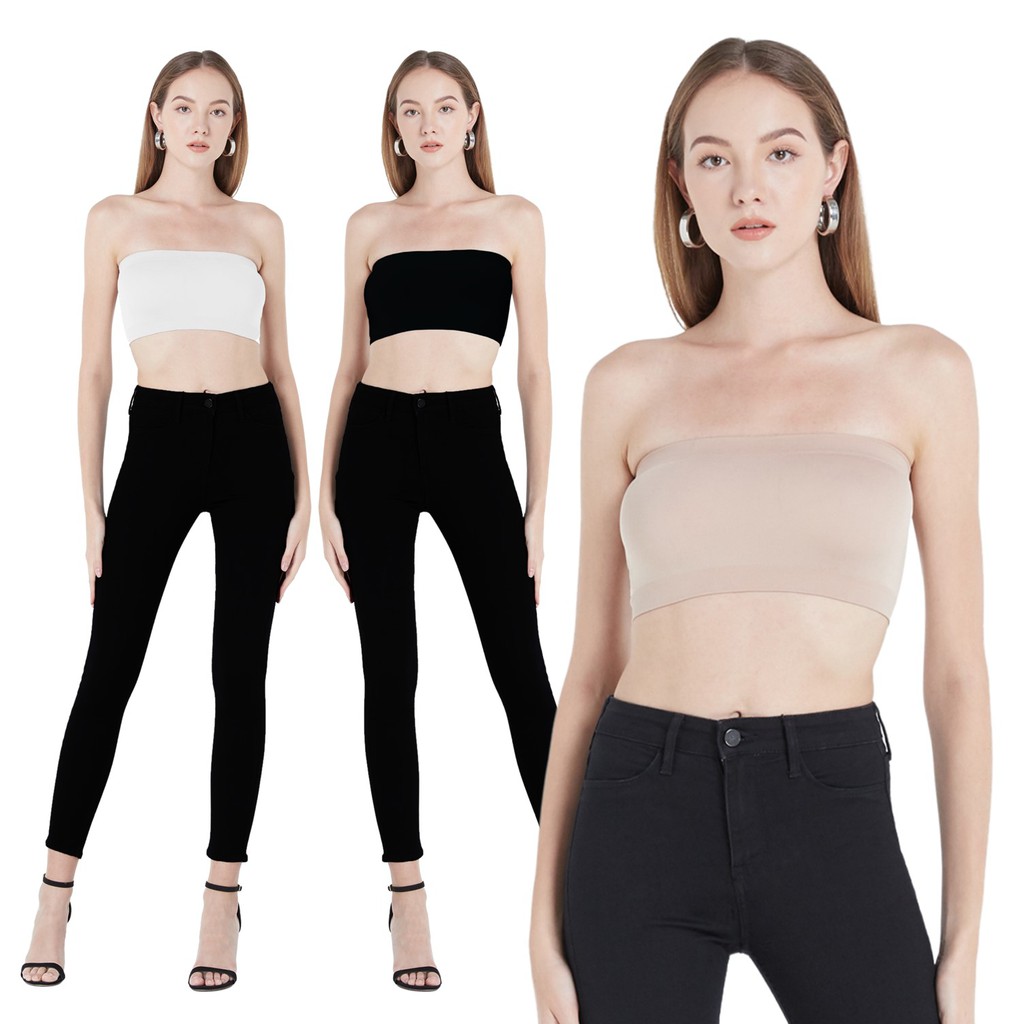 Cherilon เชอรีล่อน เกาะอก ไม่มีบรา เสื้อยืด กันโป๊ นุ่มสบาย ไร้ตะเข็บข้าง กระชับ