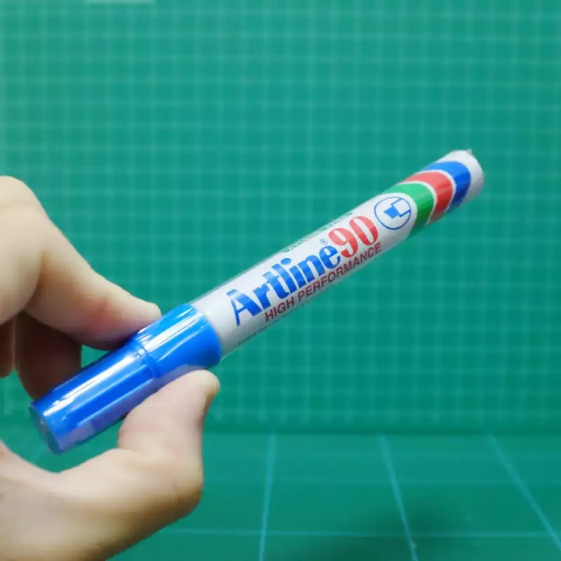 Artline 90 Permanent Marker EK-90 Blue ปากกามาร์คเกอร์ อาร์ทไลน์ #90 หัวตัด 2.0-5.0 มม. หมึกสีน้ำเงิ