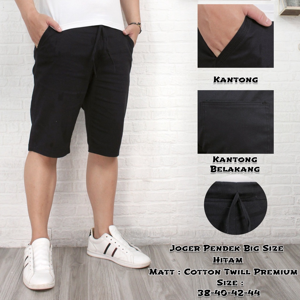 Hitam Bigisize jumbo UNISEX PREMIUM short joger trousers BEST loreng MOTIF AND plain COLOR bigsize j