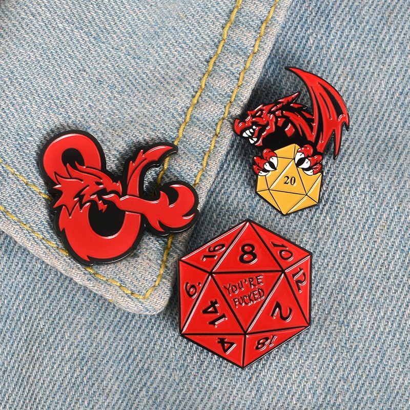 Dungeons And Dragons D20 Enamel Lapel Pin Twenty Sided Dice Badge Rpg Dandd 1980s Gaming Geeks 7392