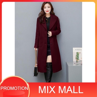 MixMall แจ็คเก็ตกันหนาว เสื้อโค้ท Classic Suit Collar Maxi Coat พร้อมส่ง