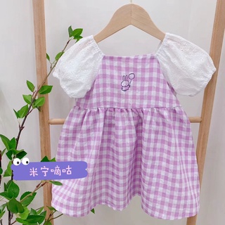 ชุดเดรสเจ้าหญิง ลายสก๊อต สีม่วง สไตล์เกาหลี สําหรับเด็กผู้หญิง