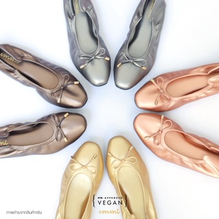✟☜emmi shoes รองเท้าหนังส้นแบน Premium Vegan รุ่น EllaX สีเมทัลลิค รองเท้าเพื่อสุขภาพพื้นหนา MEMORY FOAM