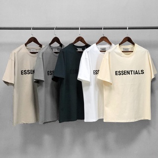 FOG FEAR OF GOD 20SS Essentials Tee โลโก้ boxy เสื้อยืดแขนสั้นสองบรรทัดที่มีการพิมพ์ออฟเซตบนหน้าอก