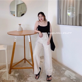 ◆seoulday_stuff◆(CDP001) Chic Day Pants กางเกงขายาวเอวสูง กางเกงทรงกระบอก กางเกงทรงลุง ไซส์ XS-XL พรางพุง ผ้าเคนนี่