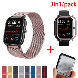 3 In 1 ฟิล์มกันรอยสําหรับ for Xiaomi Huami Amazfit Gts Milanese + Pc Case + 3 D