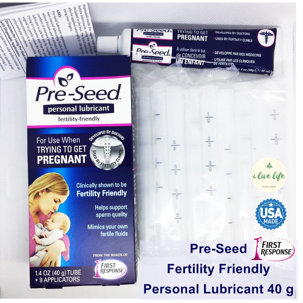 Preseed เจลหล่อลื่นสำหรับผู้ต้องการมีบุตร Fertility Friendly Lubricant  หลอด 40 G + 9 หลอดดูดเจล Pre