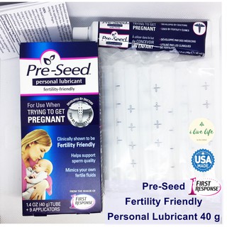 Preseed เจลหล่อลื่นสำหรับผู้ต้องการมีบุตร Fertility Friendly Lubricant  หลอด 40 G + 9 หลอดดูดเจล Pre-Seed Pre Seed