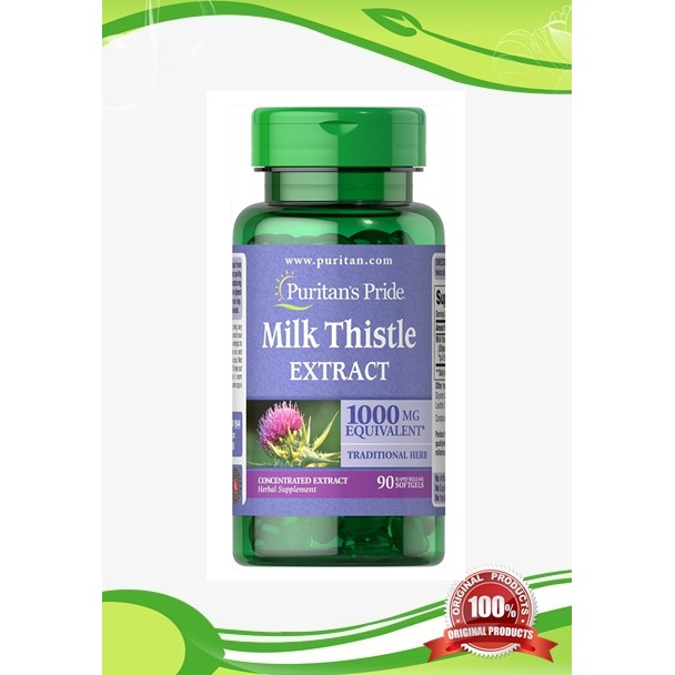Puritan's Pride Milk Thistle 4:1 Extract 1000 mg (Silymarin) 90 Softgels