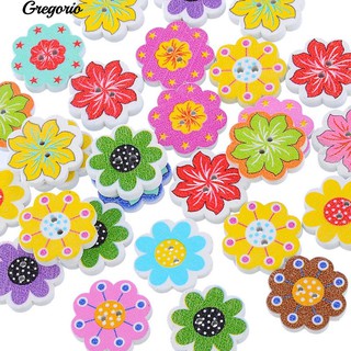 Gregorio 50Pcs DIY ดอกไม้แปดเหลี่ยมพิมพ์ดอกไม้ปุ่ม Scrapbooking Sewing Acc