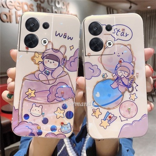 2022 New เคสโทรศัพท์ Casing OPPO Reno 8 8Pro 8Z 7 7Z 7Pro 6Z 6 Pro Z Find X5 Pro 5G 4G Blu-ray Rhinestones Phone Case Cartoon Wine Glass Girl Pattern Silicagel Soft Case Protective Back Cover เคส