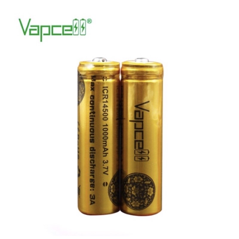 Vapcell INR14500 1000mAh 3A <ขนาดAA>รุ่นมีหัว