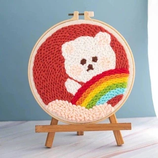 ชุดเย็บปักถักร้อย งานปักสำหรับมือใหม่ ชุดปักครอสติช ภาพวาดการ์ตูน DIY ของขวัญ ชุดอุปกรณ์เย็บปักถักร้อยเย็บปักถักร้อย Diy เซตปักฟู สําหรับผู้เริ่มต้น punch needle Embroidery Kit Needlework for Beginner
