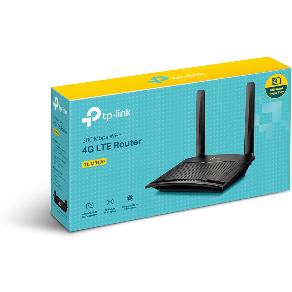 Tp Link Wi Fi เราเตอร Tl Mr100 4g Lte 300mbps เราเตอร ไร สาย N 4g Lte 2 5