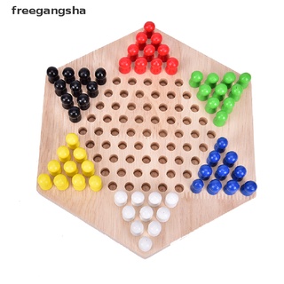 [FREG]  1PC Most Popular Traditional Hexagon Wooden Chinese Checkers Family Game Set FDH