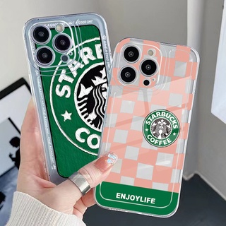 เคสโทรศัพท์มือถือ TPU ใส ทรงสี่เหลี่ยม กันกระแทก ลาย Starbucks สําหรับ Xiaomi Redmi Note 11 12 Pro 5G 11S 10 Pro 4G 10S Redmi 12C 11A 10C 9C