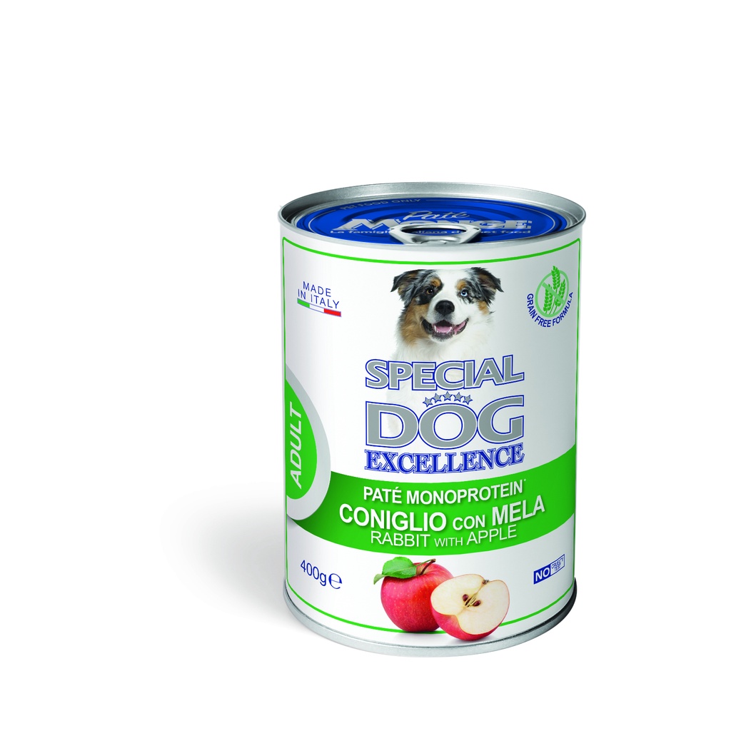 Monge Special Dog Grain Free อาหารสุนัขกระป๋อง เกรนฟรี โมโนโปรตีน 400 ก. กระต่าย+แอปเปิล 3 กระป๋อง