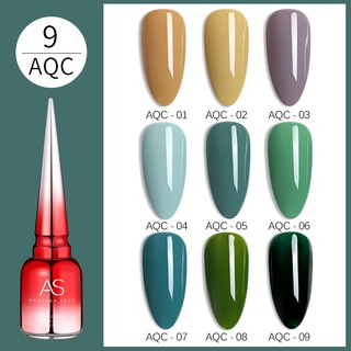 บ้านเล็บออเจ้า- สีทาเล็บเจลโทนเขียว ยาทาเล็บเจล ASฝาแหลม สีเจลทาเล็บ (AQC)