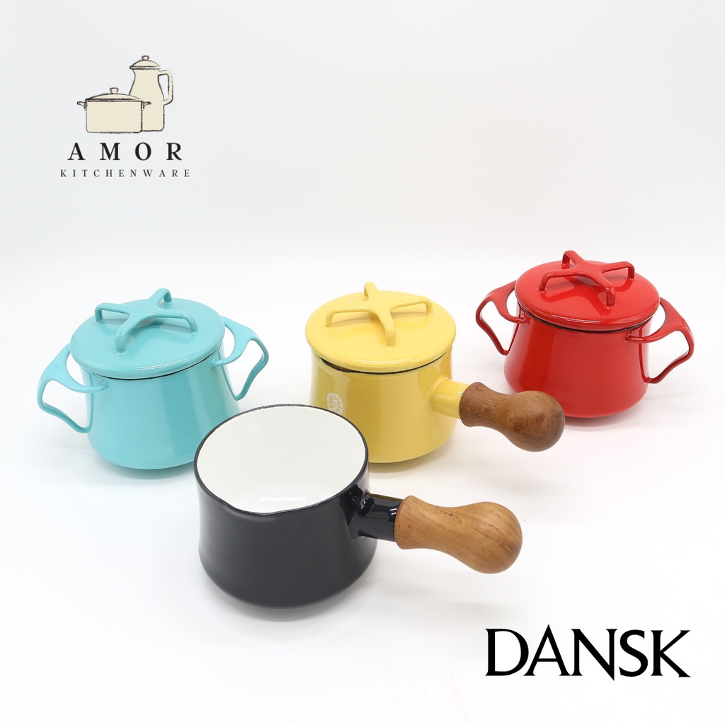 Dansk Kobenstyle - Butter Warmer หม้อเคลือบอินาเมลขนาดเล็ก ด้ามไม้สัก/หูจับ no box