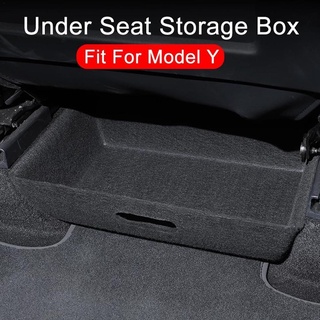 Tesla อุปกรณ์เสริมCar Under Seat Storage Box for Tesla Model Y High Caacity Organizer Case Felt Cloth Drawer Holder Car