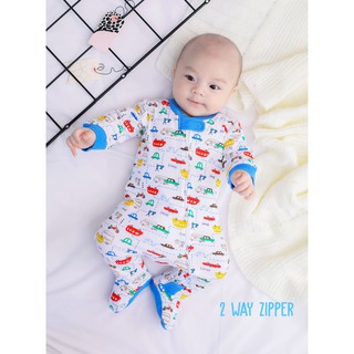 Zuper Mom 0-24 เดือน ชุดหมีเด็กอ่อน ซิป รุ่น 2 WAY ZIPPER บอดี้สูทเด็กอ่อน ชุดเด็กแรกเกิด บอดี้สูทเปิดเท้า no.9001