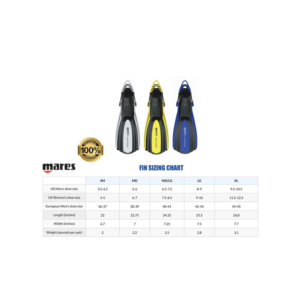 Mares Avanti Pure Open Heel Dive Fins Best สําหรับ Open Water Diver