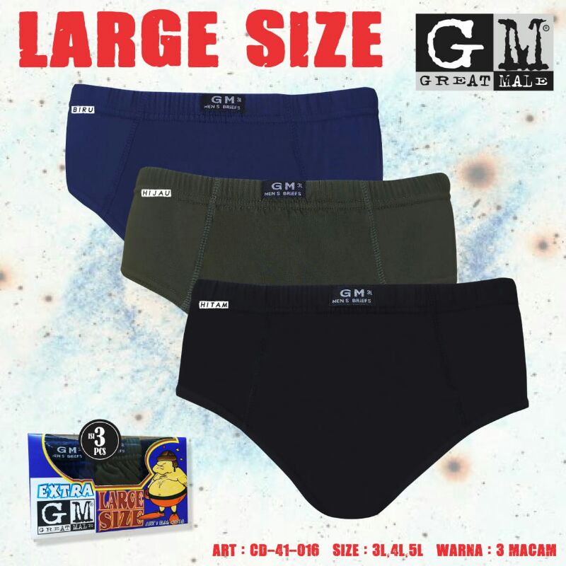 GM MENS UNDERWEAR 4-016/ JUMBO// 3L, 4L, 5L// ราคาต่อ 3 ชิ้น [1 กล่อง]
