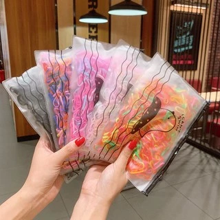 หนังยางรัดผมหลากสี 500 เส้น พร้อมถุงใส่