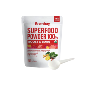 ORGANIC BOOST AND BURN ผงผักใบเขียวรวม สูตรบูสแอนด์เบิร์น BEANBAG SUPERFOOD