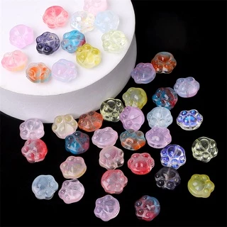 20ชิ้นน่ารักหมีตีนอุปกรณ์เสริมแก้วสีลูกปัดทําเองทําสร้อยข้อมือต่างหูจี้วัสดุ