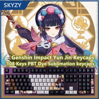 Yun Jin Keycaps Cherry Profile Genshin Impact Theme Keycaps อะนิเมะ Keycaps PBT Dye Sublimation คีย์บอร์ด Keycaps 108 คีย์