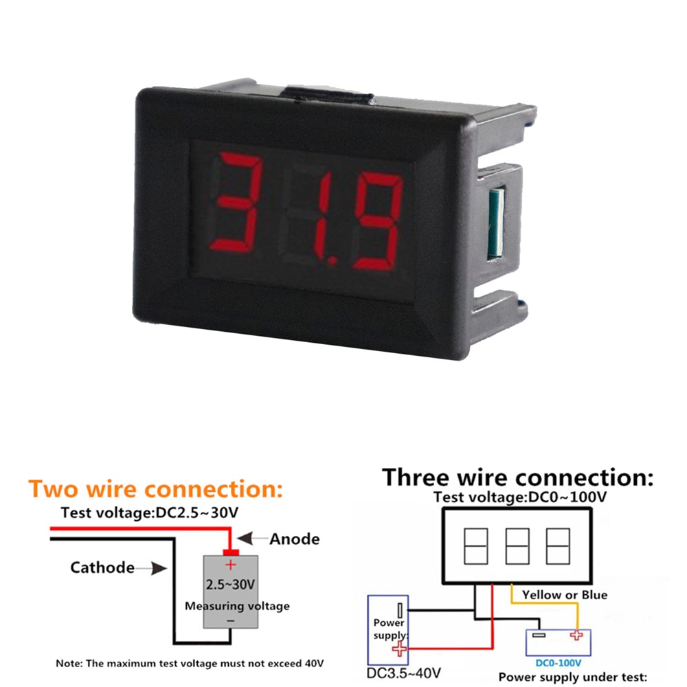 Mini Digital Voltmeter Ammeter Dc 100v 10a Voltmeter Current Meter Tester Blue Red Dual Led Display ราคาท ด ท ส ด