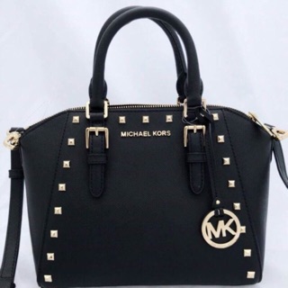 Michael Kors Ciara Studded Medium Leather Messenger Shoulder Bag