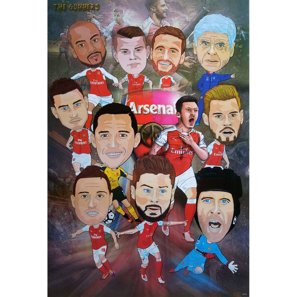 โปสเตอร์ ทีม Arsenal อาร์เซนอล รูปภาพ การ์ตูน ฟุตบอล ปีเก่า ไม่พิมพ์แล้ว ทีมฟุตบอล กีฬา football โปสเตอร์ติดผนัง poster