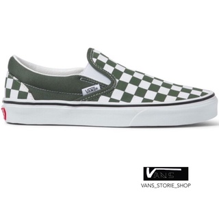 VANS SLIP ON CHECKERBOARD THYME TRUE WHITE SNEAKERS สินค้ามีประกันแท้