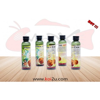 ยาPARA – CIDE FOR KOI    ยารักษาโรคที่เกิดจากการติดปรสิต เช่น ปลิงใส       หนอนสมอ เห็บ รวมถึงโรคจุดขาว ( Ich )