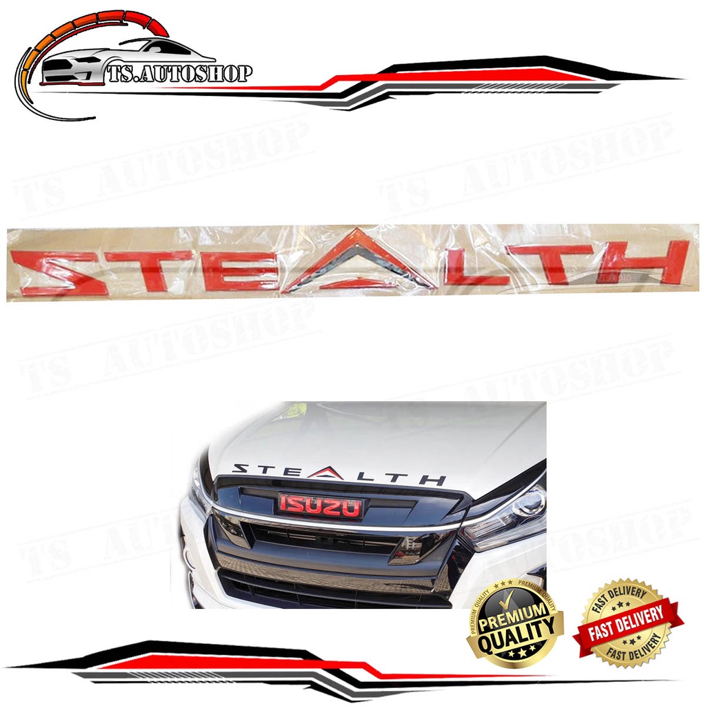 โลโก้ STEALTH ติดฝากระโปรงหน้า LOGO STEALTH สีแดง