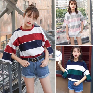 Korean stripe mini dress#สินค้านำเข้า