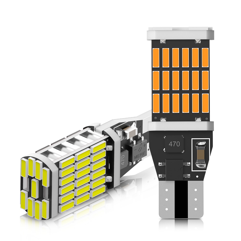 Canbus T15 W16W WY16W หลอดไฟ LED 4014 45SMD สําหรับ Auto Bcakup ย้อนกลับโคมไฟรถหางเบรคหลอดไฟไม่มีข้อผิดพลาดสีขาวสีแดง Amber 6000K