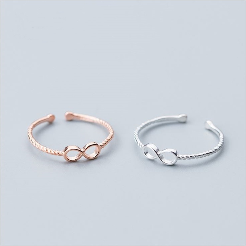 แหวนเงินแท้ 92.5% Infinity (Mini) RGS-028  อินฟินิตี้ สีเงิน และสีโรสโกลด์ ปรับขนาดได้ ราคา ถูกที่สุด ดีลบีเคเค แกลเลอรีภาพที่ 3