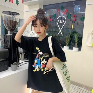 🔥พร้อมส่ง เสื้อยืดสกรีนลายการ์ตูน ผ้าcotton 100%