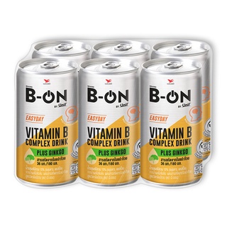 บีออน วิตามินบีรวมผสมกิงโกะ(ใบแป๊ะก๊วย) บรรจุ180ml ยกแพ็ค 6กระป๋อง B-ON VITTAMIN B COMPLEX PLUS GINKGO