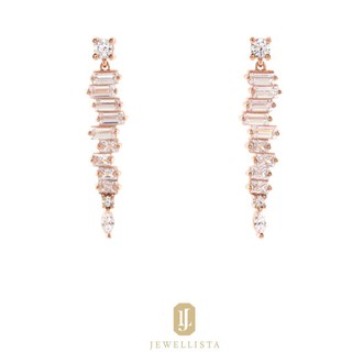 Jewellista ต่างหู Nadia เงินแท้ 925 ประดับพลอย CZ ชุบ Rose Gold