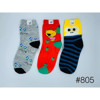 OW Socks ถุงเท้าข้อกลางสีสด 805 แพ็ค 12 คู่คละสีคละลาย