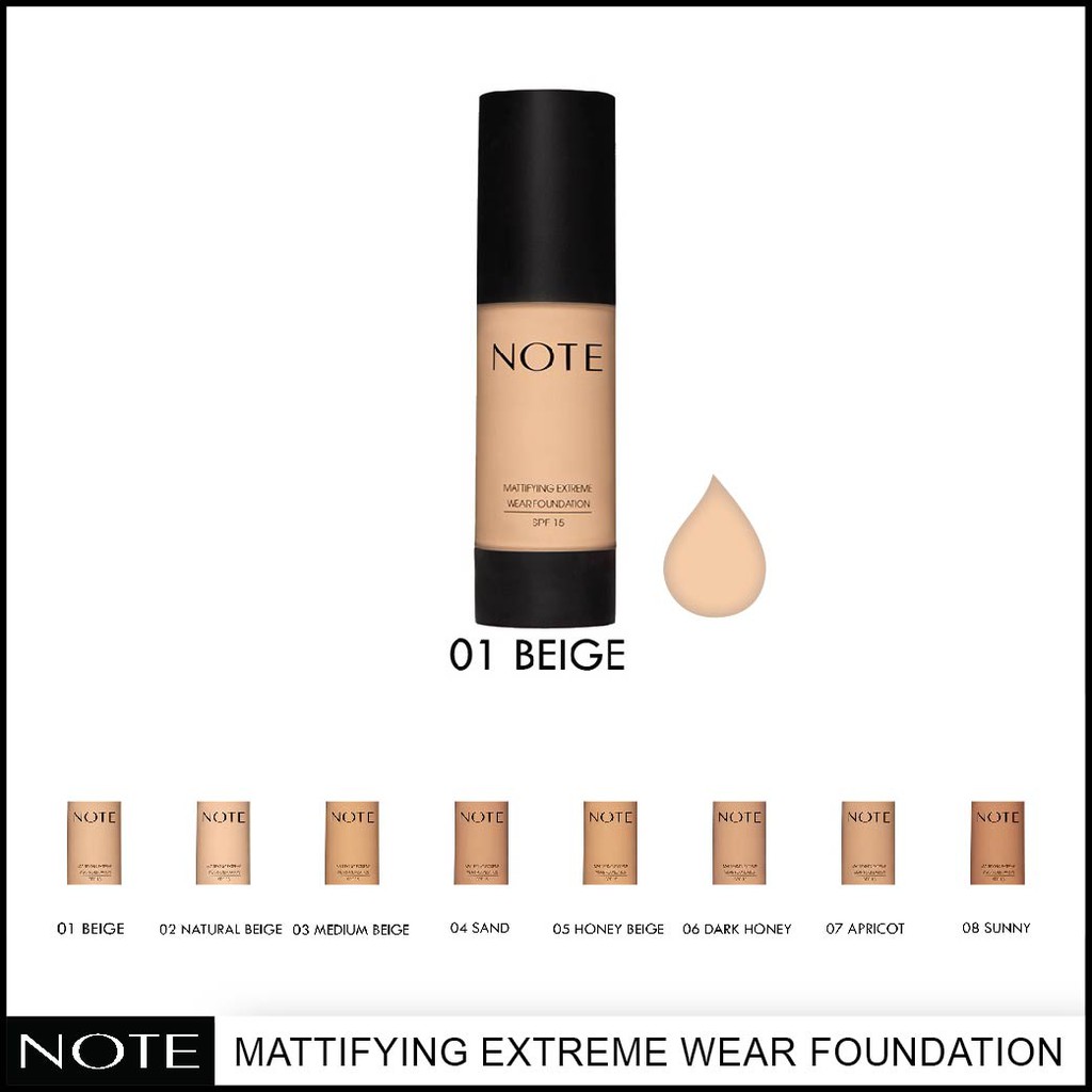 NOTE COSMETICS MATTIFYING EXTREME WEAR FOUNDATION 01 BEIGE